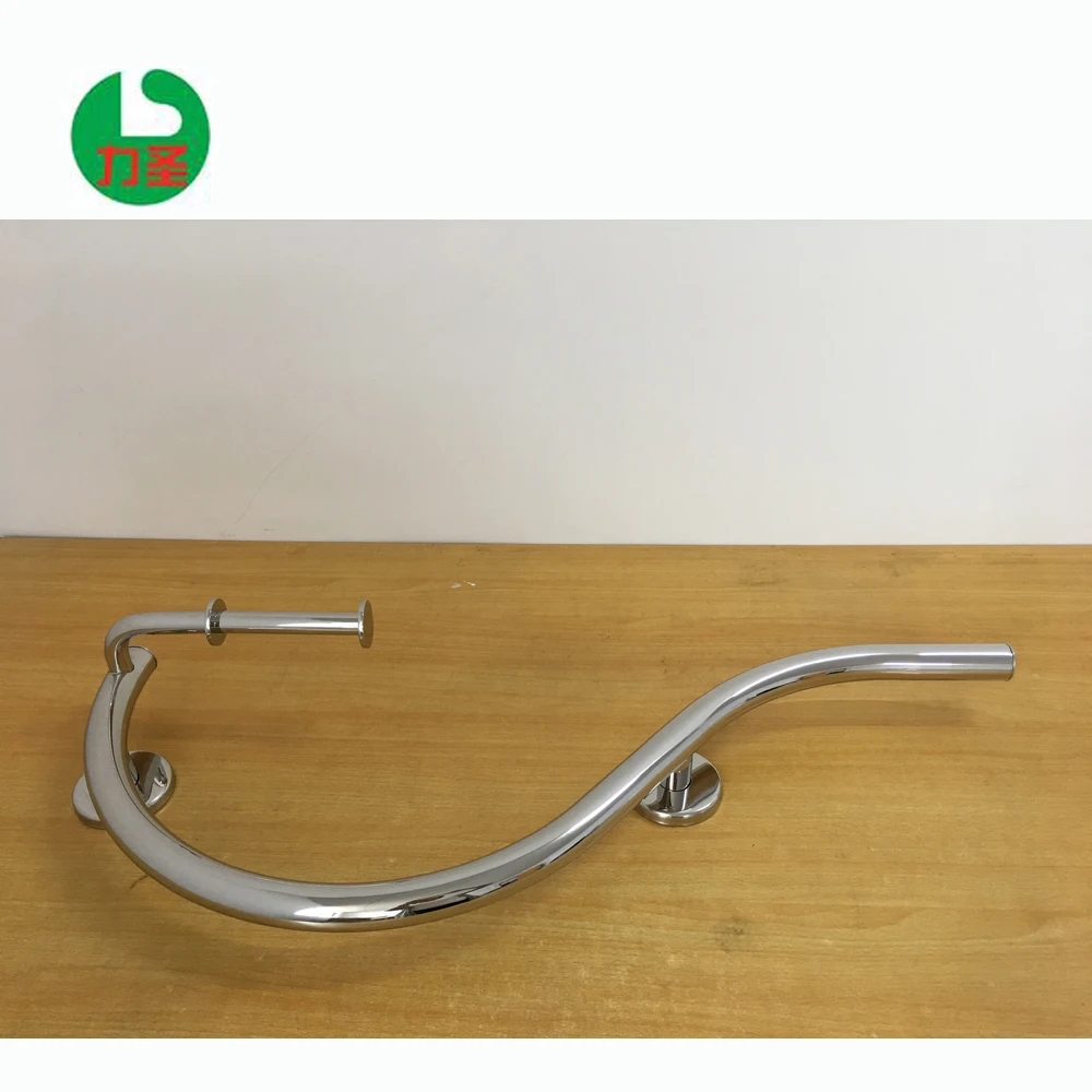 
Stainless Steel S-shape grab bar with paper holder for Disabled Toilet Handicap Grab Bar 