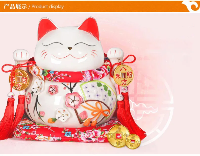 al por mayor gato suerte chino estatua fengshui hogar decoración maneki  neko cerámica suerte gato