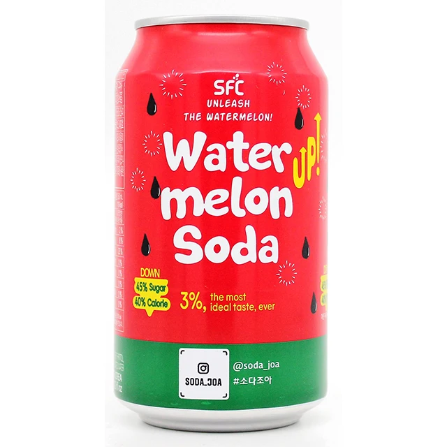 
Watermelon flavor sparkling soft drink fruit flavor 350ml canned drink made in korea 