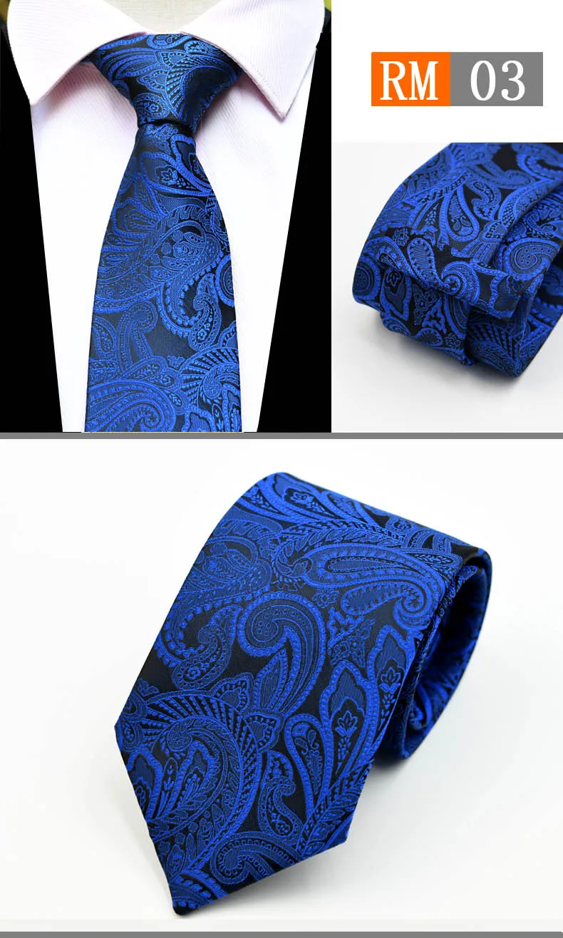 Blue White Black Classic New Paisley JACQUARD WOVEN Silk Men's Tie Necktie 