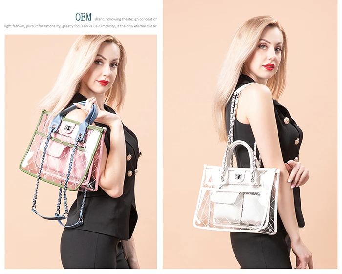 Women Fashion Luxury Jelly Clear Plastic Pvc Beach Tote Bag - Buy ...