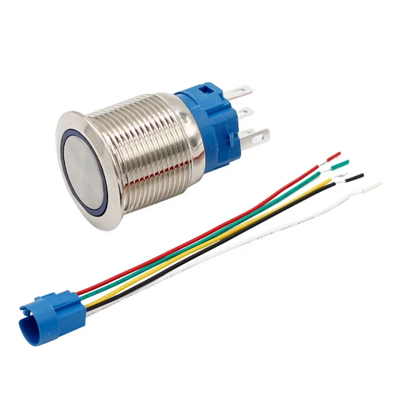 Panel-mounted 220V push button switch installed in a metal control box with grounding wire