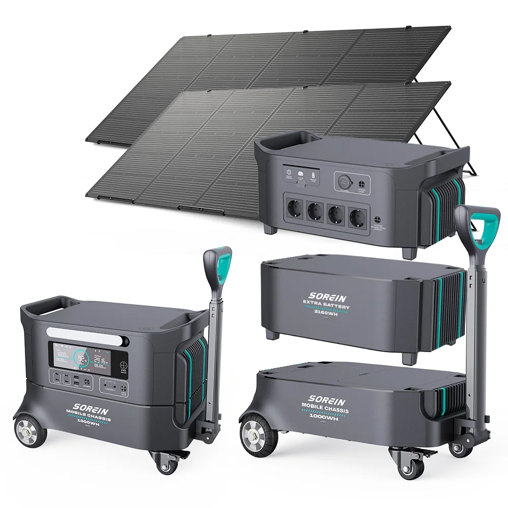 Side view of a compact 2000W portable power station with LCD screen and multiple output ports
