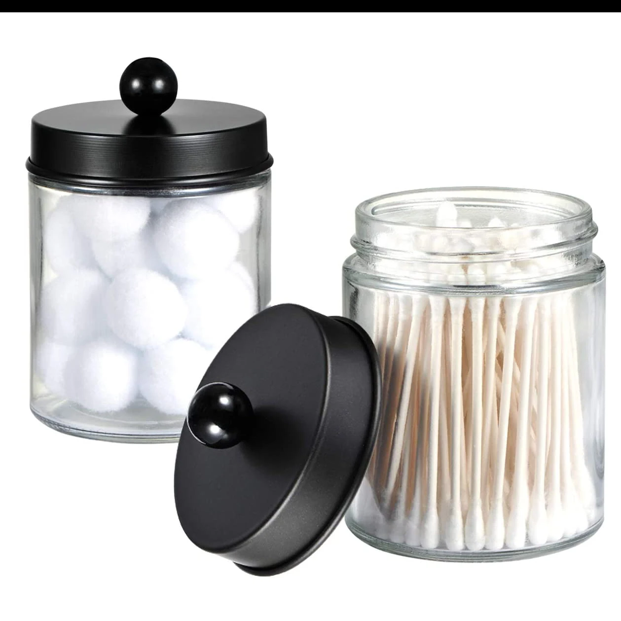 Bathroom Apothecary Jars Set,Glass Dispenser Holder With Stainless