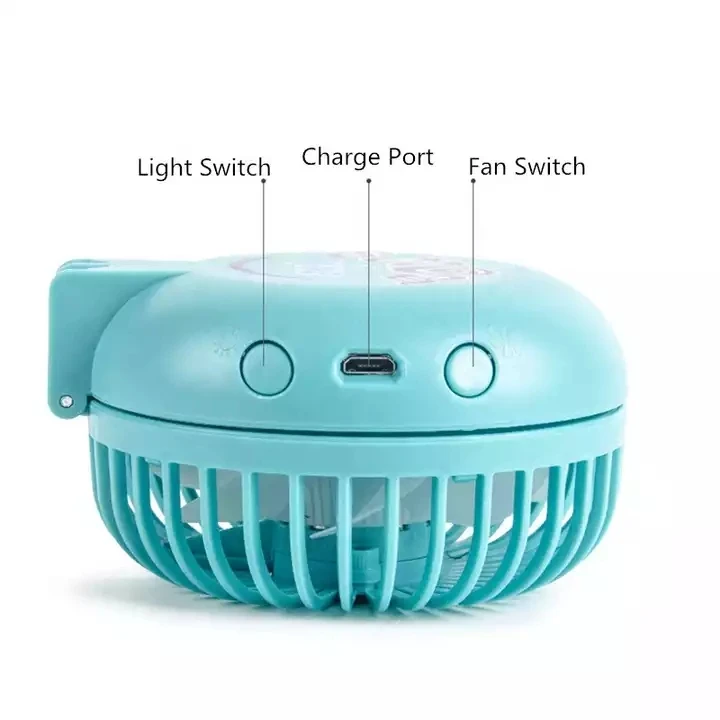 Biumart Handheld Makeup Mirror Air Cooling Fan With Led Mirror Portable