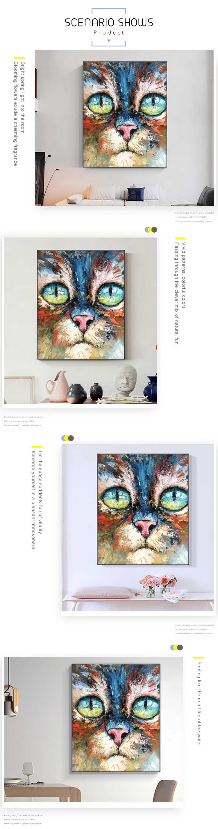 Modern Handpainted Home Decor Canvas Cat Painting Artwork Animal Oil Animal Painting on Canvas