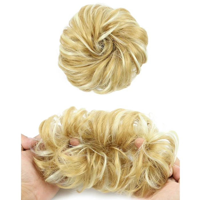 Women And Girls Curly Scrunchie Chignon Hair Bun With Rubber Band