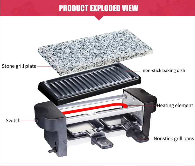 350w Commercial 2 Person Stainless Steel Electric Malaysia Raclette
