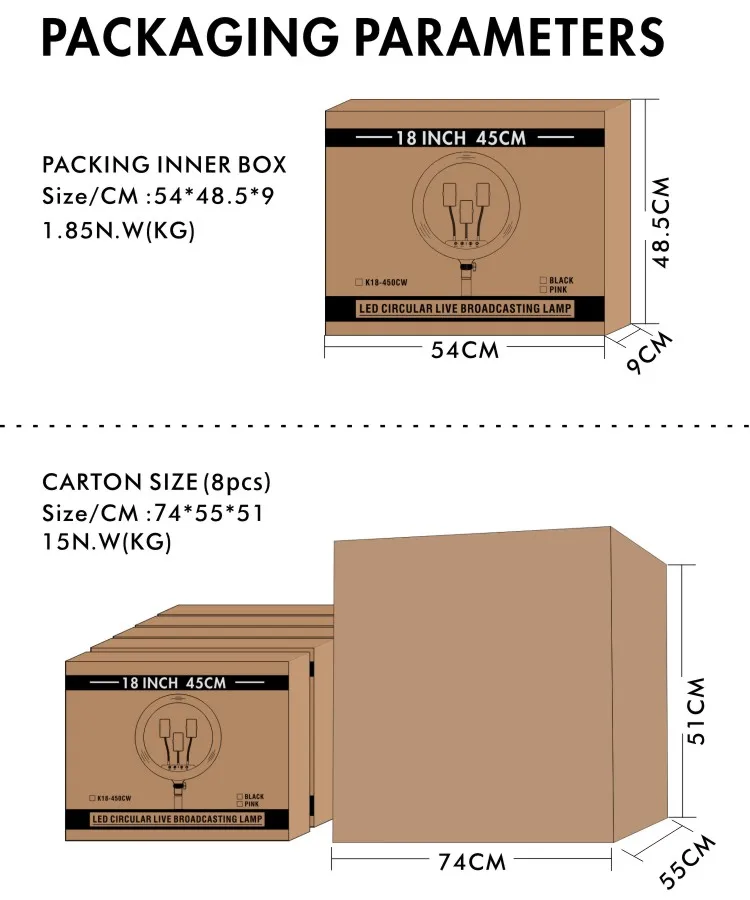 New Products Shenzhen Fill-in Dimming Light 18Inch 45Cm Touch And Remote Control LED Fill Light Photo Studio