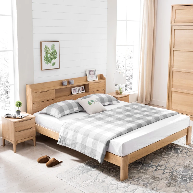 product-Customizable nordic morden design full size low price house furniture bed bedroom solid wood-1