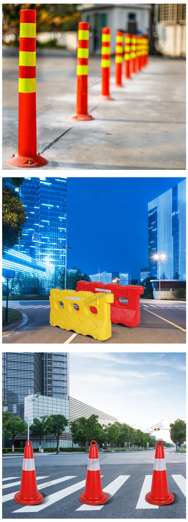 Red Yellow plastic road safety anti crash water filled traffic barriers