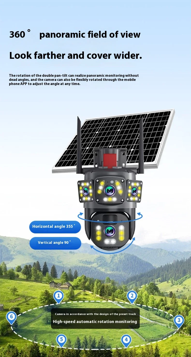 Cloudbirds V360pro 1080P Outdoor Waterproof Solar Battery Auto Detect Alarm Camera 3-Screen Triple Remote Network CMOS Cloud