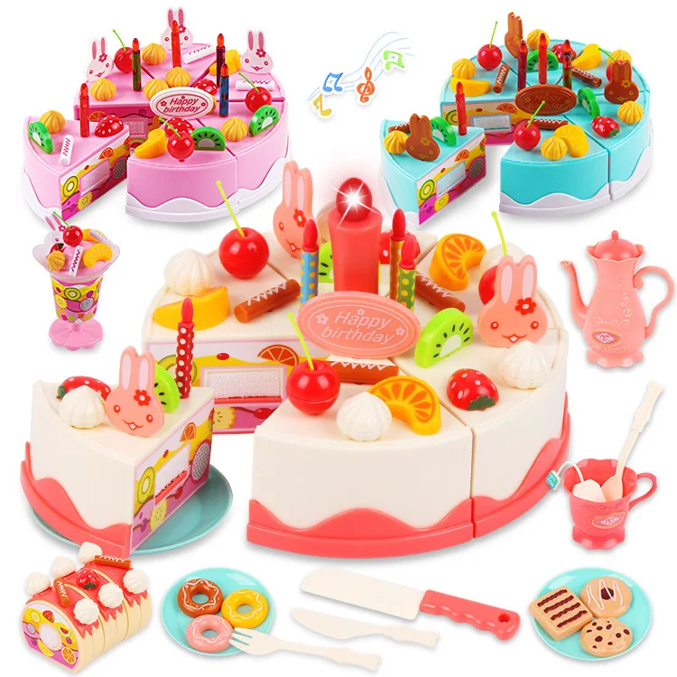 Wholesale 2020 mini funny girl child children toys kitchen play set cake pretend play led light for kids cooking