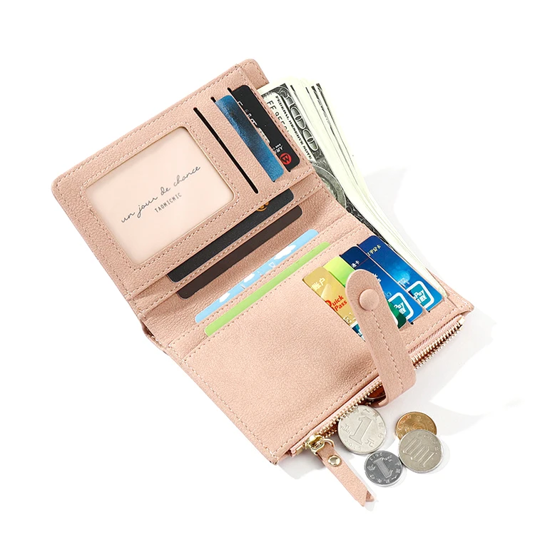 韩国时尚女性短拉链卡钱包多色女性手袋卡持有人钱包
