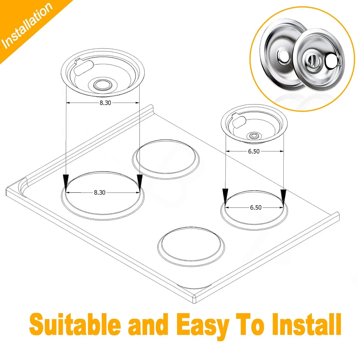 316048413 And 316048414 Range Burner Drip Pan Kit Includes 2 8inch & 2