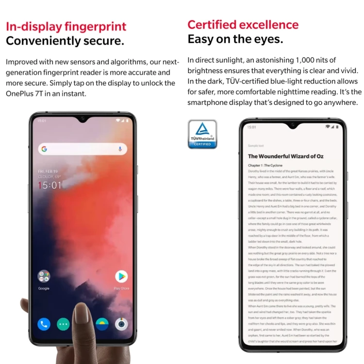 OnePlus 7T mobile phones 48MP Camera 6GB 8GB 12GB 128GB 256GB 6.55 inch large memory capacity OnePlus smart phone