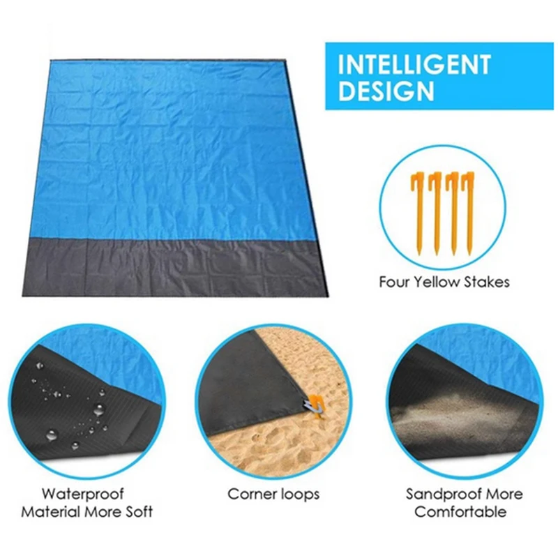 Portable Folding Beach Pocket Blanket Camping Mat Waterproof Outdoor Picnic Mat 