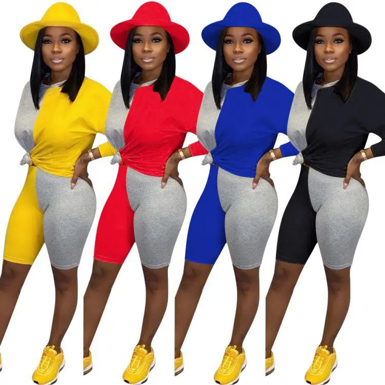 

KG1949 2021 fashion casual Summer 2 Top And Pants Shorts Two Piece Set Women Clothing