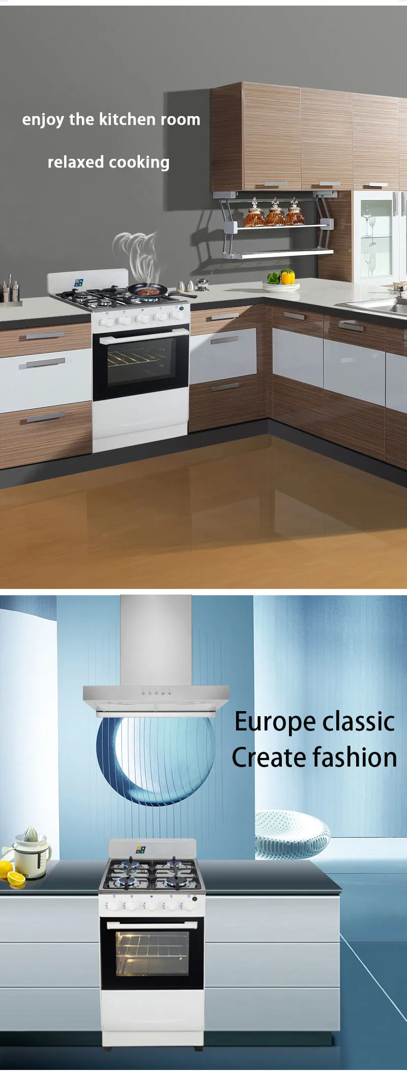 4 Burners Gas Stove With Oven Pot Range Heads Cooker Oven Freestanding