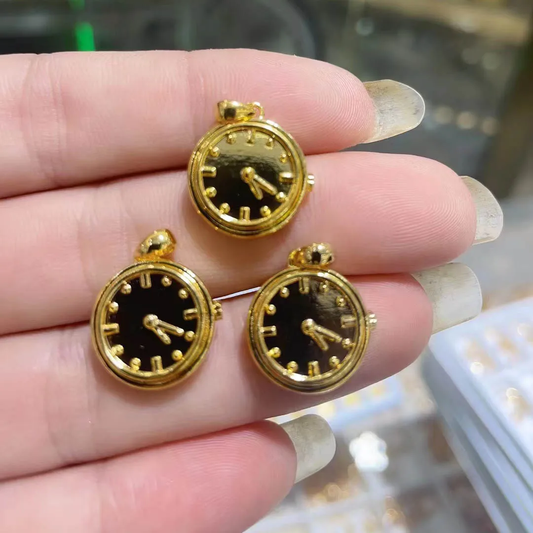 2 Pieces Luxury Fashion Au750 Pure Real 18K Gold Charm Pendant Necklace Fine