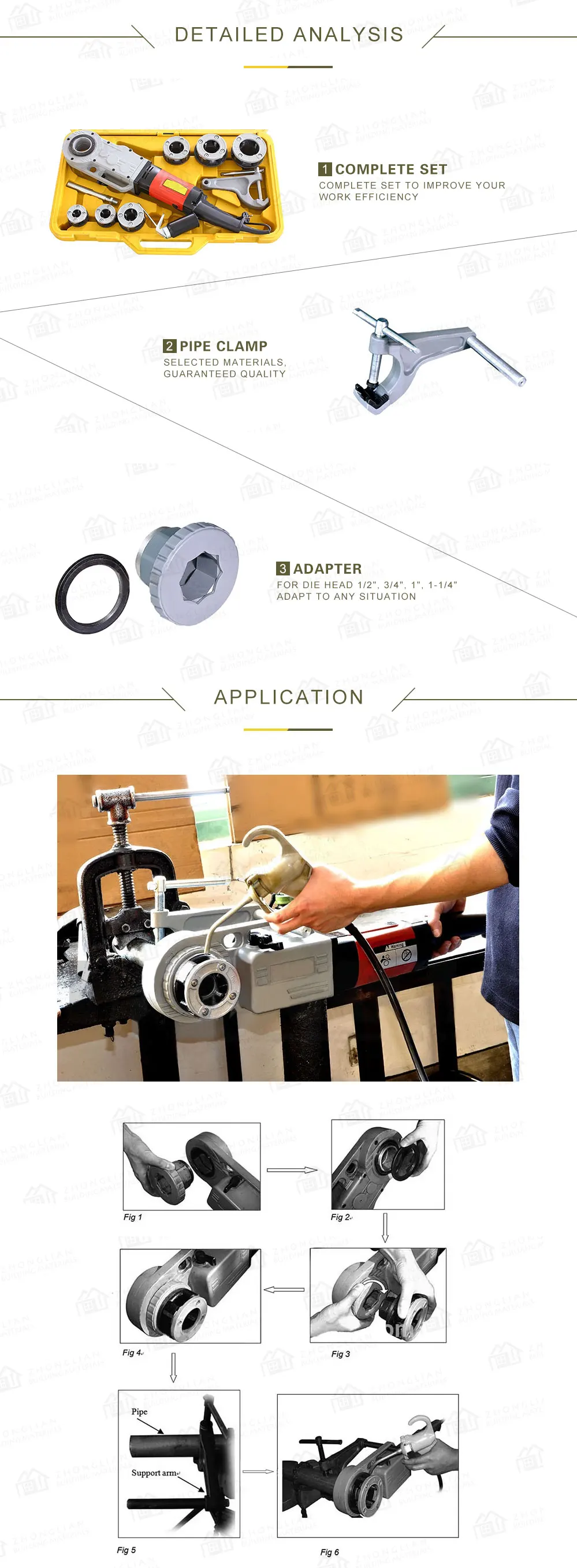 Portable electric steel gi pipe threader machine