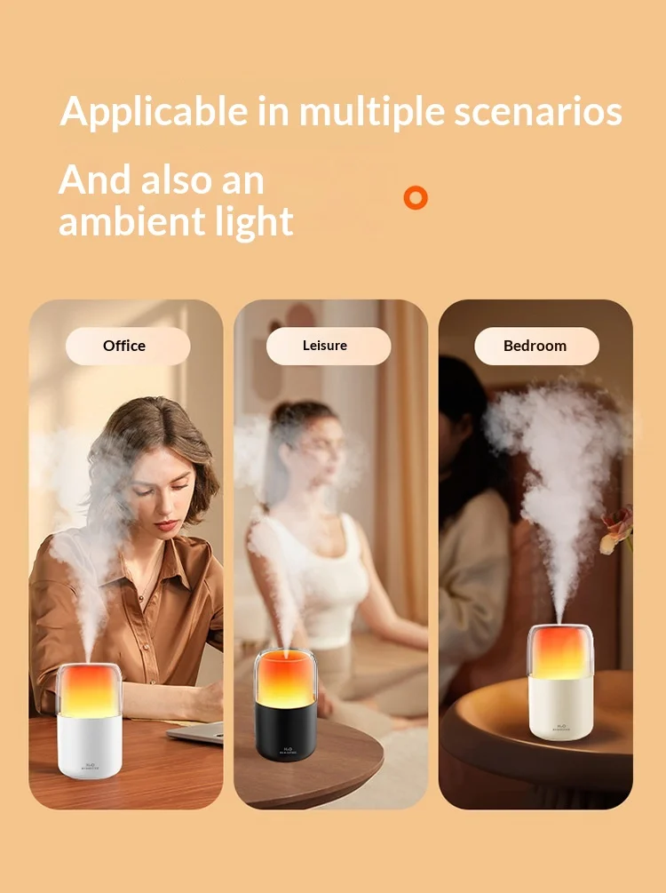 New Smart Simulation Flame Aroma Diffuser USB Mini Ultrasonic Plastic Home Desktop Fragrance Machine Flame Humidifier Ambient