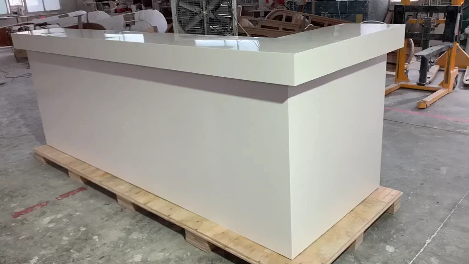 Marble Simple White L Shape Home Bar Table Restaurant Cafe Cashier