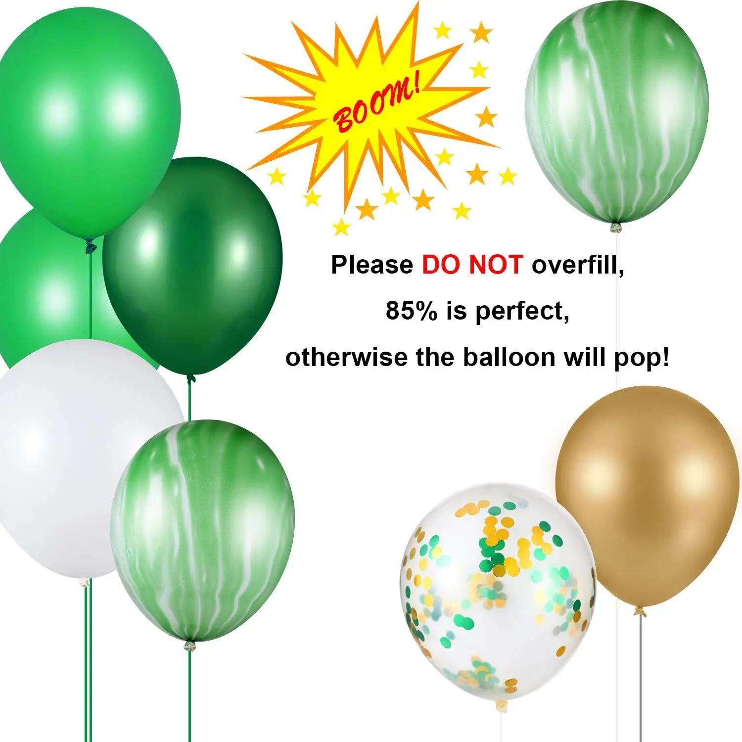 AnnoDeel 50pcs 12inch Marble Latex Balloons Green White Rainbow Marble Balloons for Wedding Baby Birthday Party Balloon Decorations 