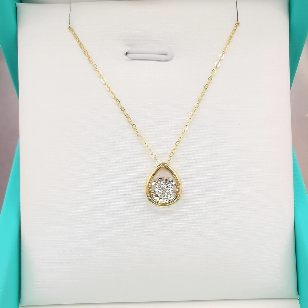 Hot Sale Dancing Diamond Necklace Genuine Gold Au750 Water Drop Shaped