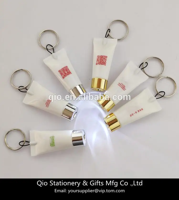Mini Led Cosmetic Keychain And Led Toothpaste Keyring For Promotion