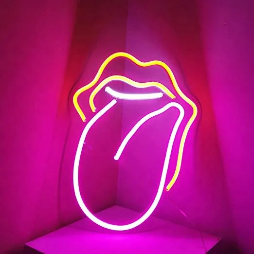 Flame red Lips Neon Sign Lights Art Wall Decorative Lights