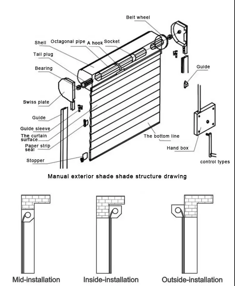 Aluminum Exterior Shutter Windows Electric Motor Design Rolling ...