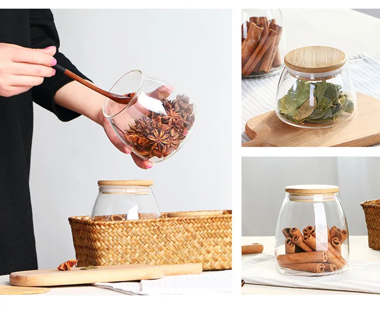 Transparent Glass Storage Coffee Candy Customized Lid Kitchen Glass Canister
