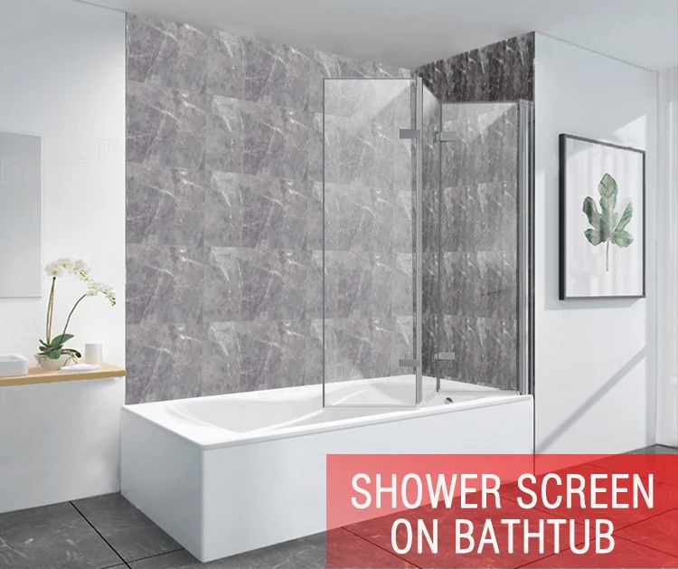 KEZE Polycarbonate bath I shape folding Hinge bath cubicle shower screen