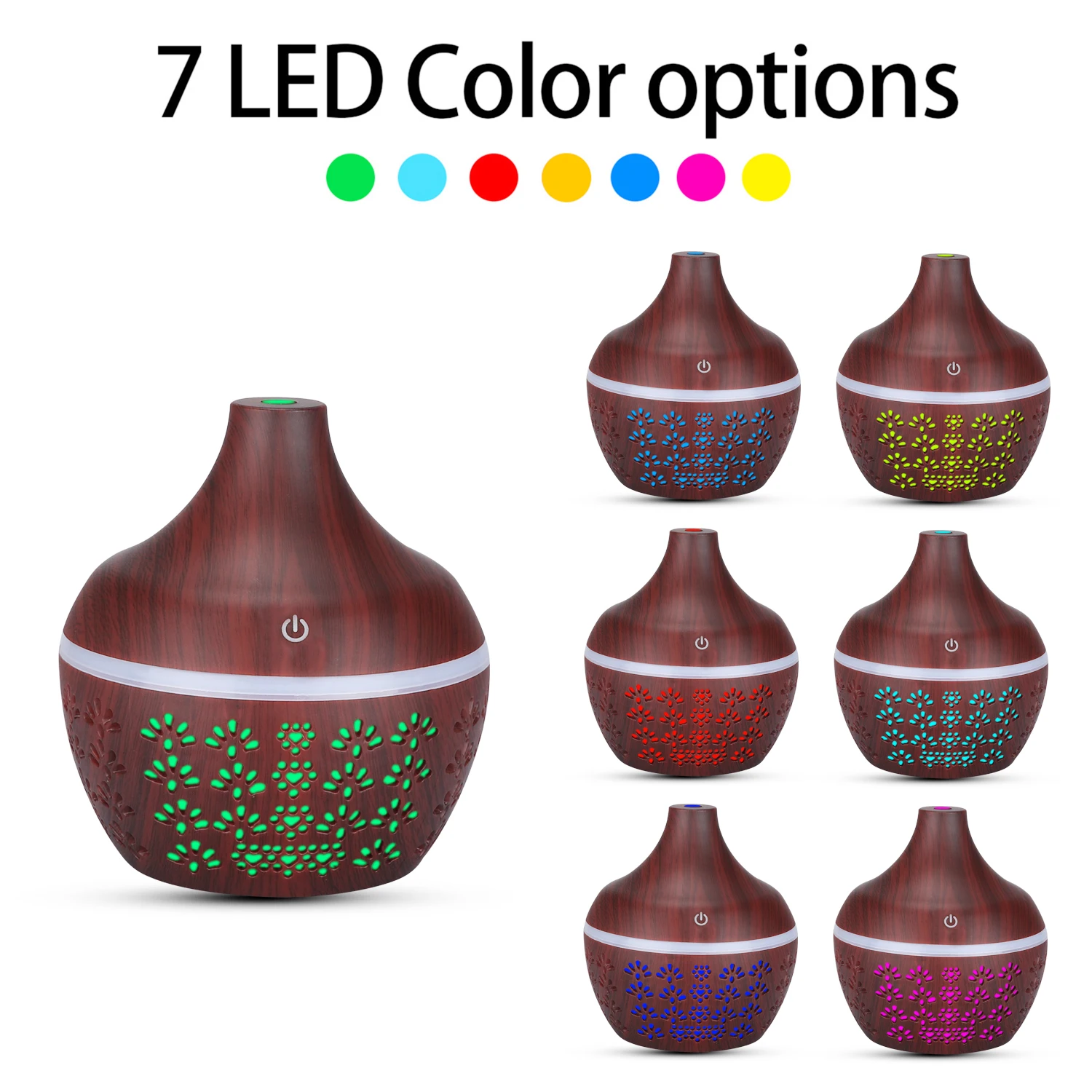 Portable USB Aroma Essential Oil Diffuser 7 Colors Led Light Ultrasonic Cool Mist Humidifier