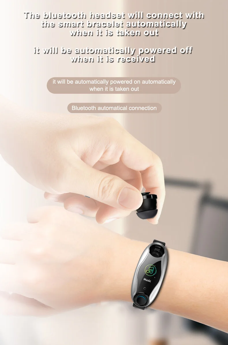 T90 Waterproof BT Headset Earbud Smart Bracelet Sports Watch App Remote Photograph Hand Band - ANKUX.COM