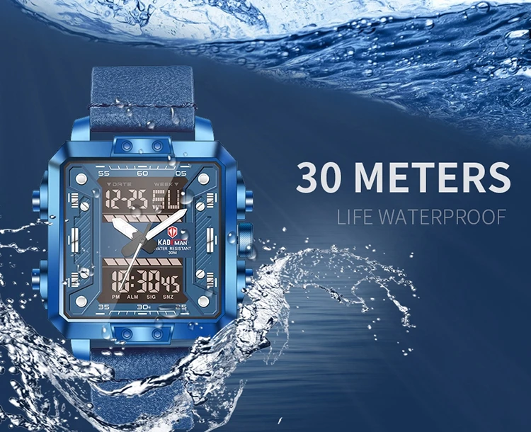 Kademan K6153 Expensive Double Display Watches For Men Fashion Leather