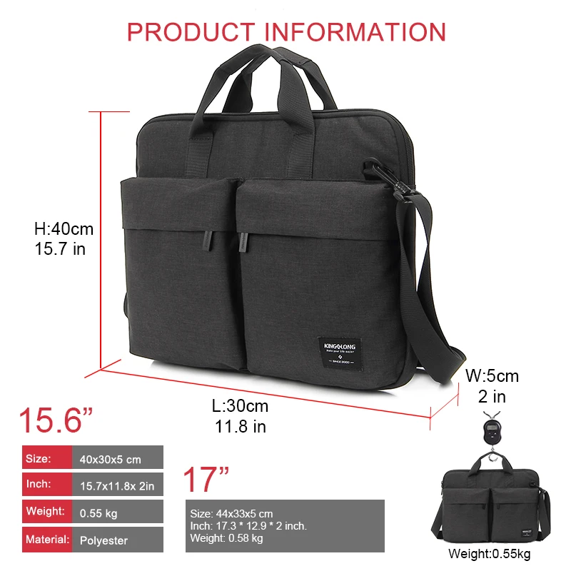 Kingslong Men Shoulder Messenger Briefcase Macbook 15.6 Inch Notebook ...