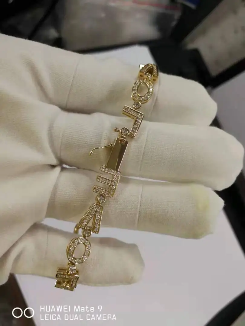 custom 14K solid gold diamond bracelets for women