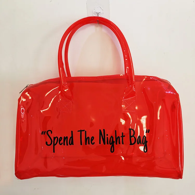 Transparent Colored Pvc Travel Duffle Bags Gym Holographic Spinnanight