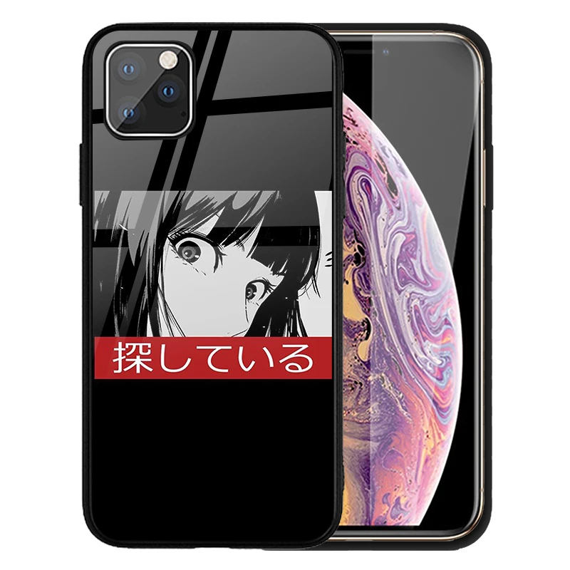 Custom Print Anime Aesthetic Phone Case For Iphone 12 11 Pro Xr Xs Max Tempered Glass Tpu Case 7494