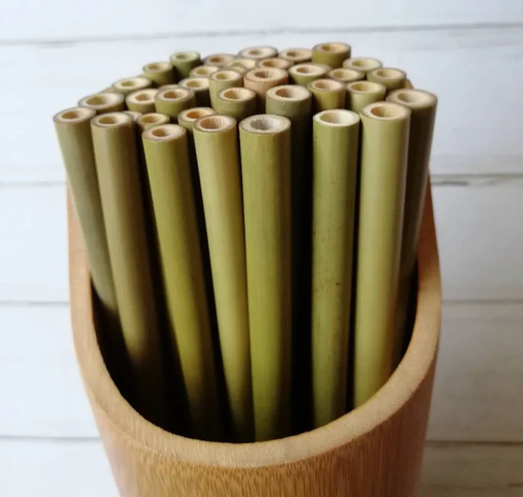 绿色竹子饮用水吸管环保可重复使用的可生物降解吸管,用于茶,咖啡,水