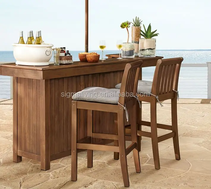 Teak Outdoor Bar Furniture Garden Teak Wood Teak Armless Bar Stool