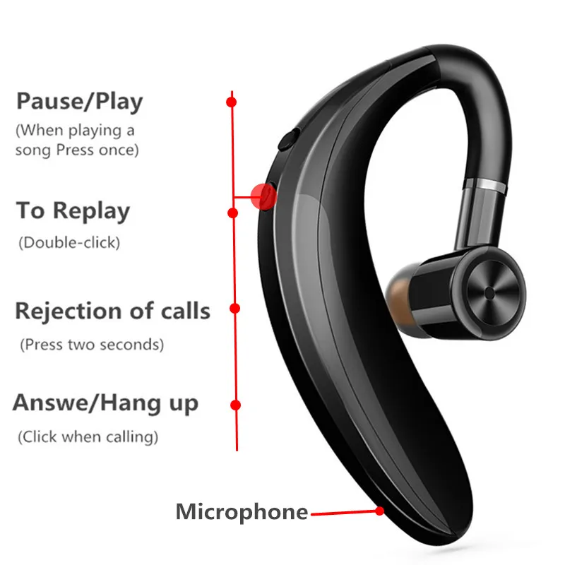 Business Blutooth Headset S109 Car Bt5.0 Earpiece Handsfree With Mic In