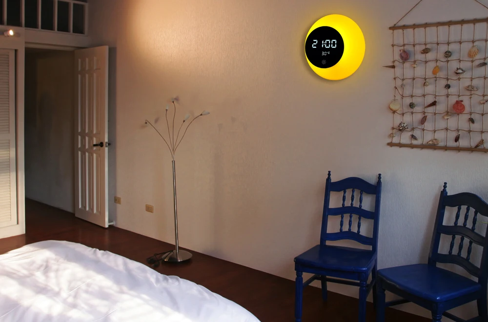 2.5W LED Crescent Moon Clock Light Rechargeable Warm White Night Light
