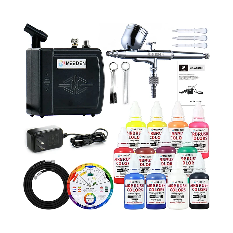 Meeden Airbrush Kit With Airbrush Paint Set,Portable Air Compressor Set
