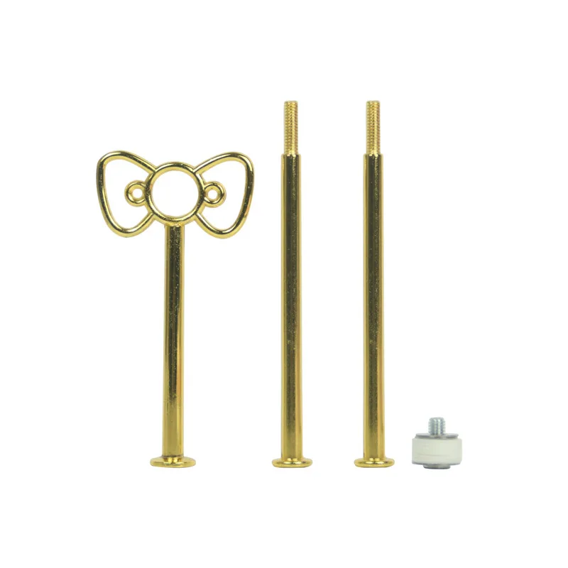 Gold bow shape metal cake stand handles for cup cake plate sets CSH-029
