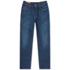 Button fly five pocket set up denim slim tapered fit cotton and men jeans