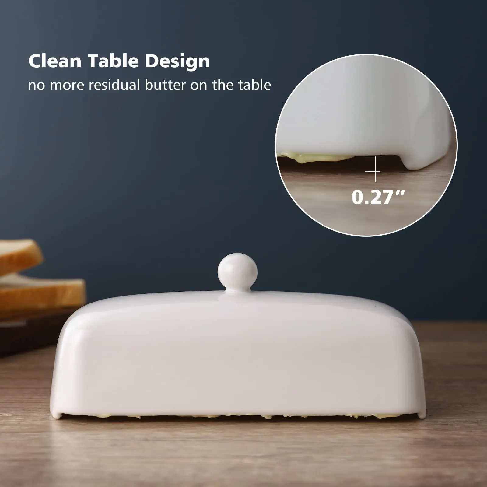 Nucookery White Porcelain Butter Dish with Clean Table Design Raised Non-Slip Ceramic Plate with Lid for Countertop Use supplier