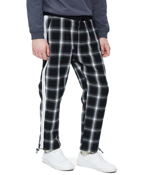 plaid pants with side stripe mens